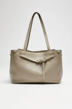 Beżowa skórzana torba shopper