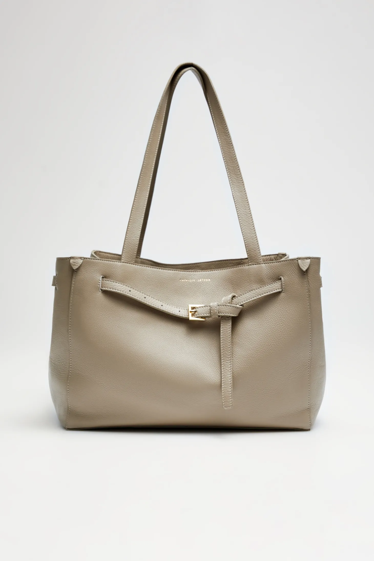 Beżowa skórzana torba shopper