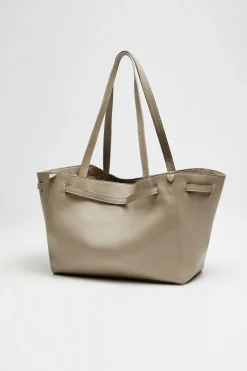 Beżowa skórzana torba shopper