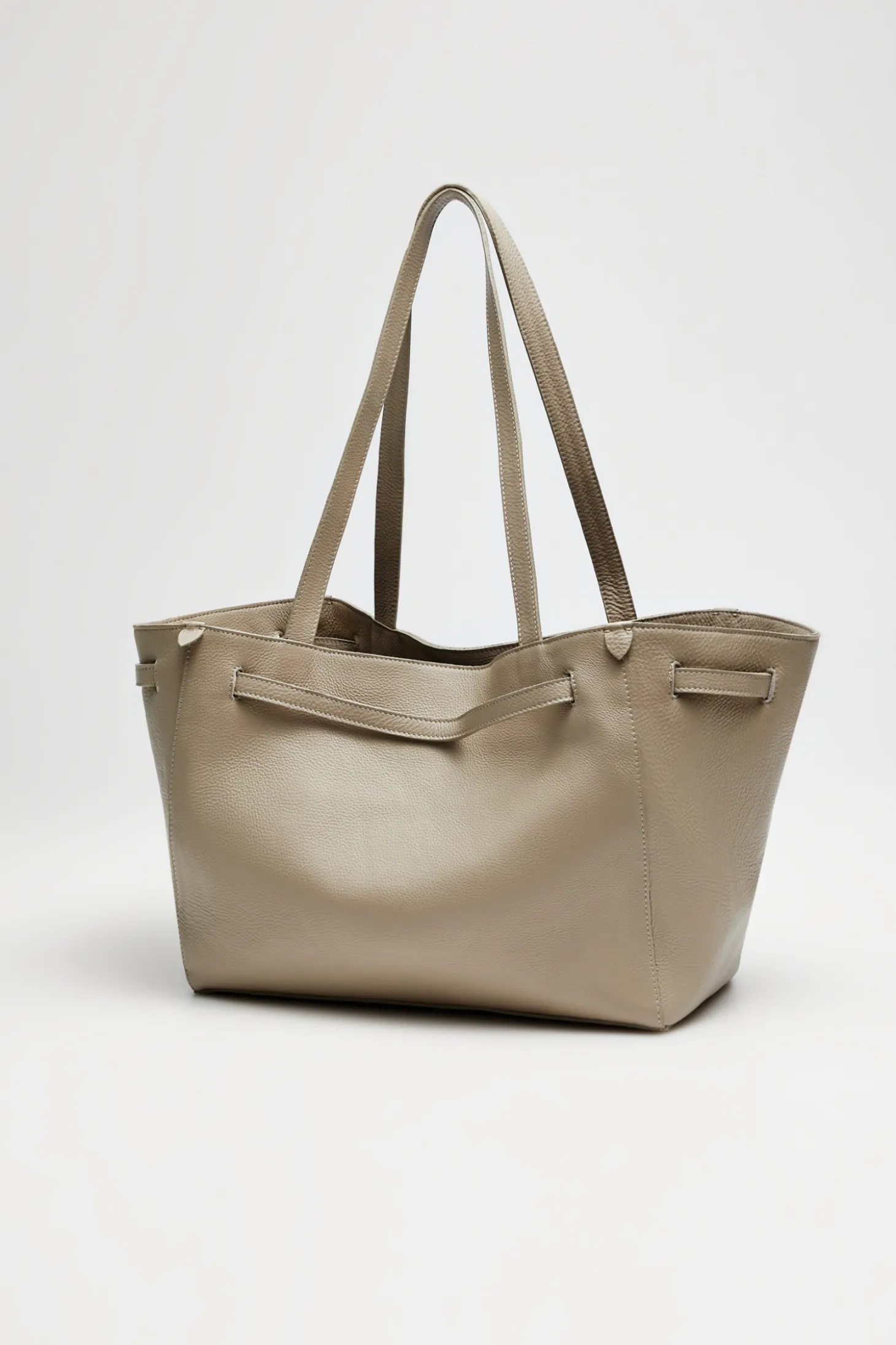 Beżowa skórzana torba shopper