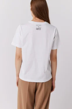 Biały bawełniany t-shirt z nadrukiem