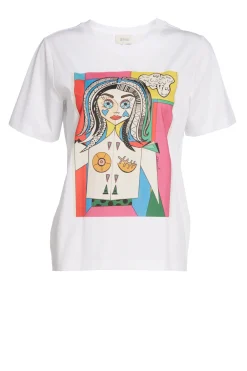 Biały bawełniany t-shirt z nadrukiem