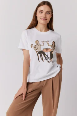 Biały bawełniany t-shirt z nadrukiem