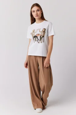 Biały bawełniany t-shirt z nadrukiem
