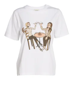 Biały bawełniany t-shirt z nadrukiem