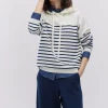 Bluza z kapturem w granatowe paski