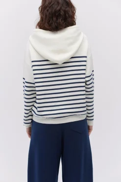 Bluza z kapturem w granatowe paski