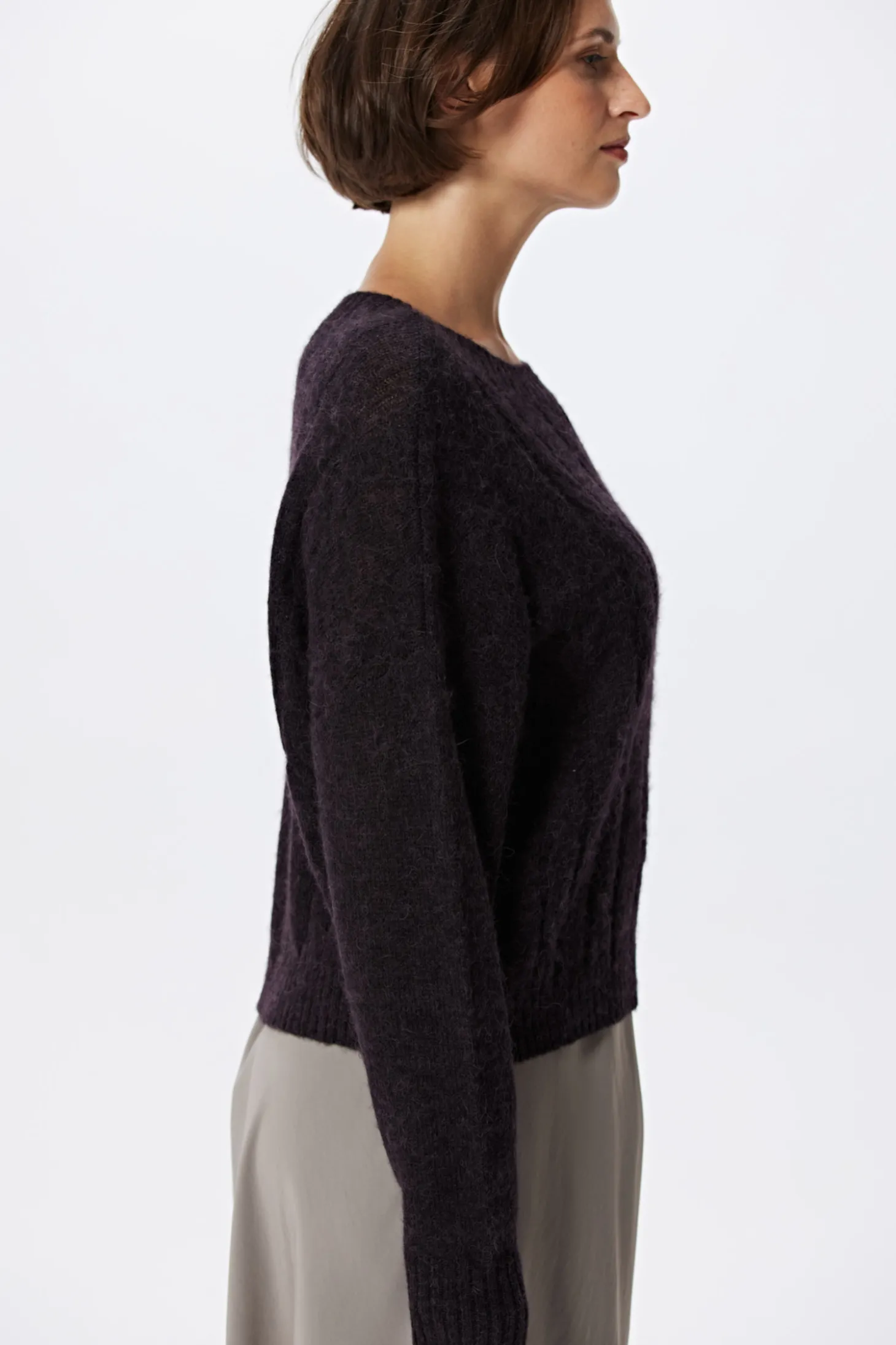 Brązowy sweter z wełną alpaki