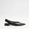 Czarne buty slingback z plecionej skóry