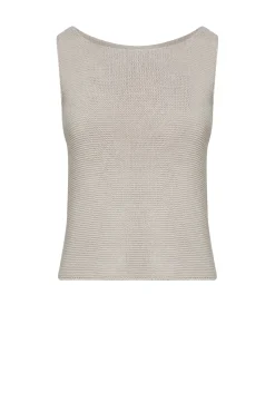 Dzianinowa bluzka taupe z lnem