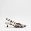 Skórzane buty slingback na średnim obcasie