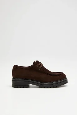 Skórzane zamszowe buty oxfordy