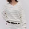 Sweter z jedwabiem w paski