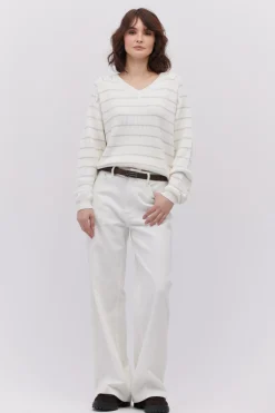 Sweter z jedwabiem w paski