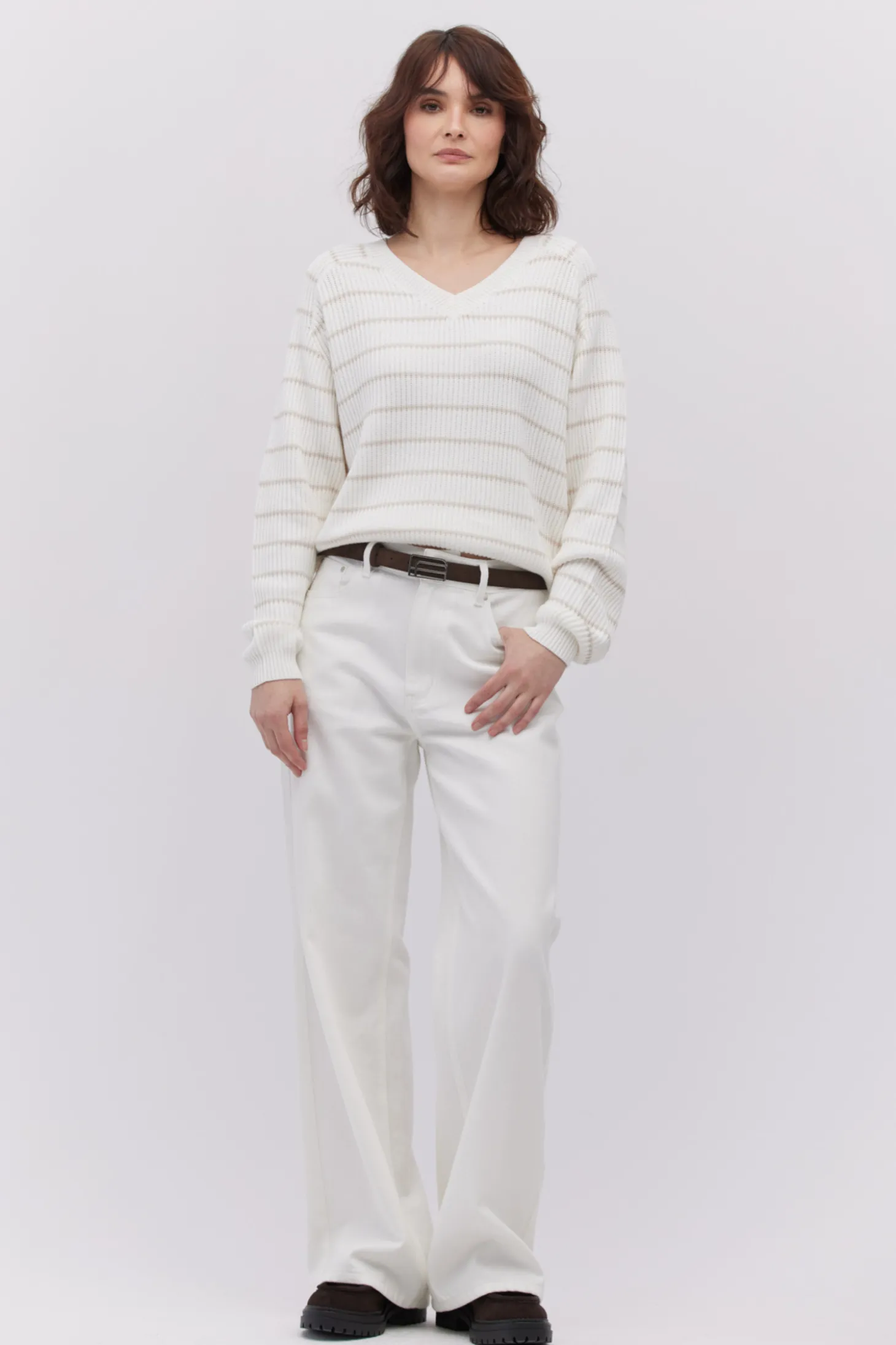 Sweter z jedwabiem w paski