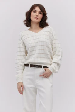 Sweter z jedwabiem w paski