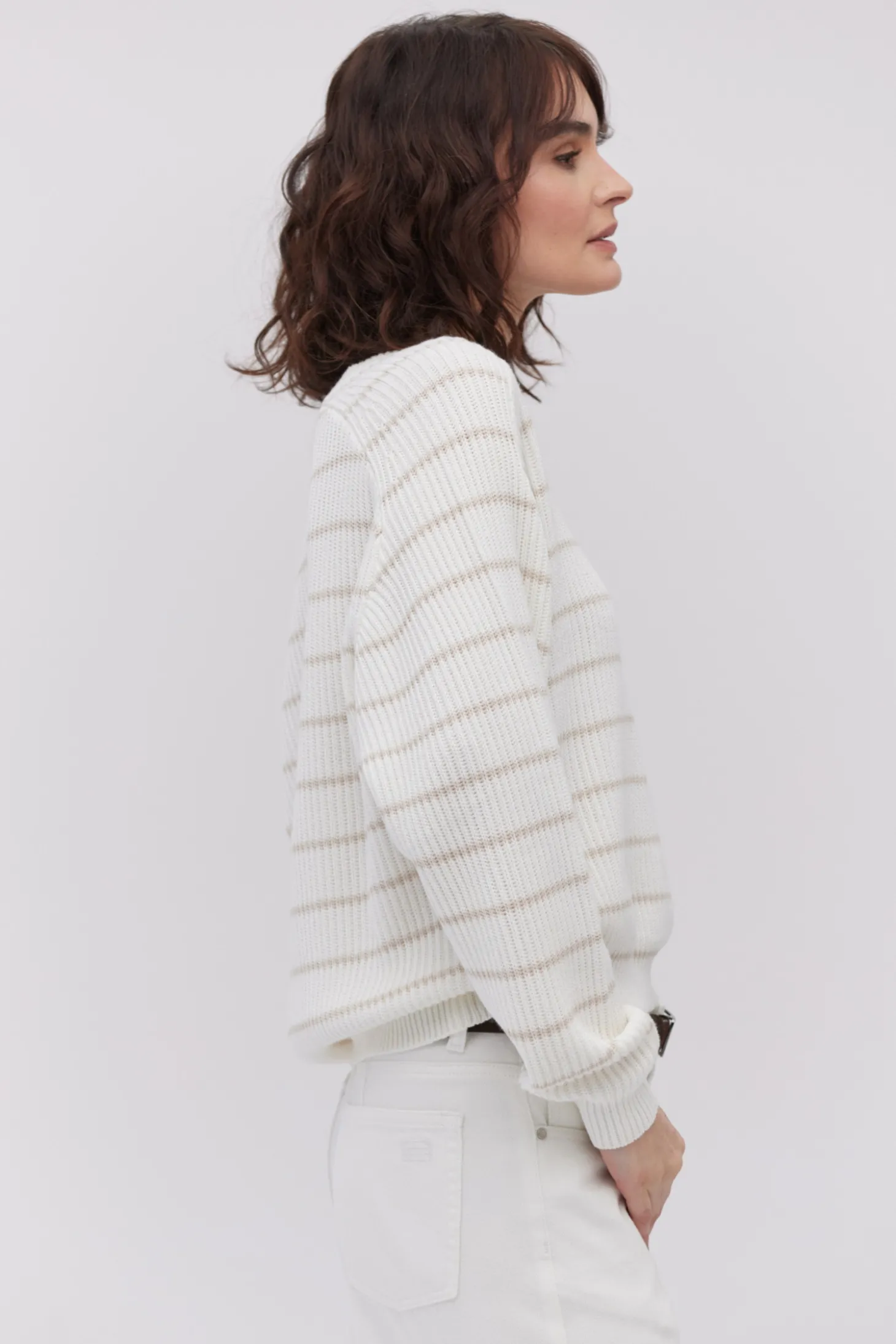 Sweter z jedwabiem w paski