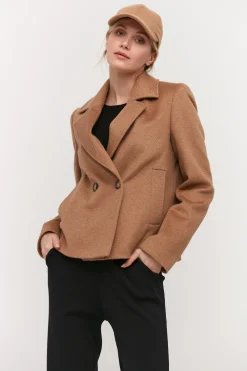 Wełniana kurtka camel 100% wełna wielbłądzia
