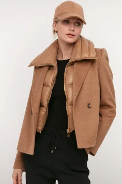 Wełniana kurtka camel 100% wełna wielbłądzia